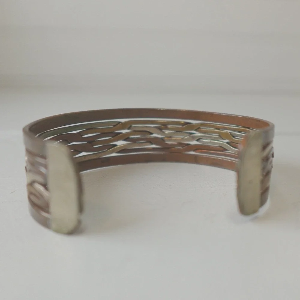 Vintage Multi-Strand Mixed-Metal Copper Cuff Bracelet Layered Wave Wire Unisex
